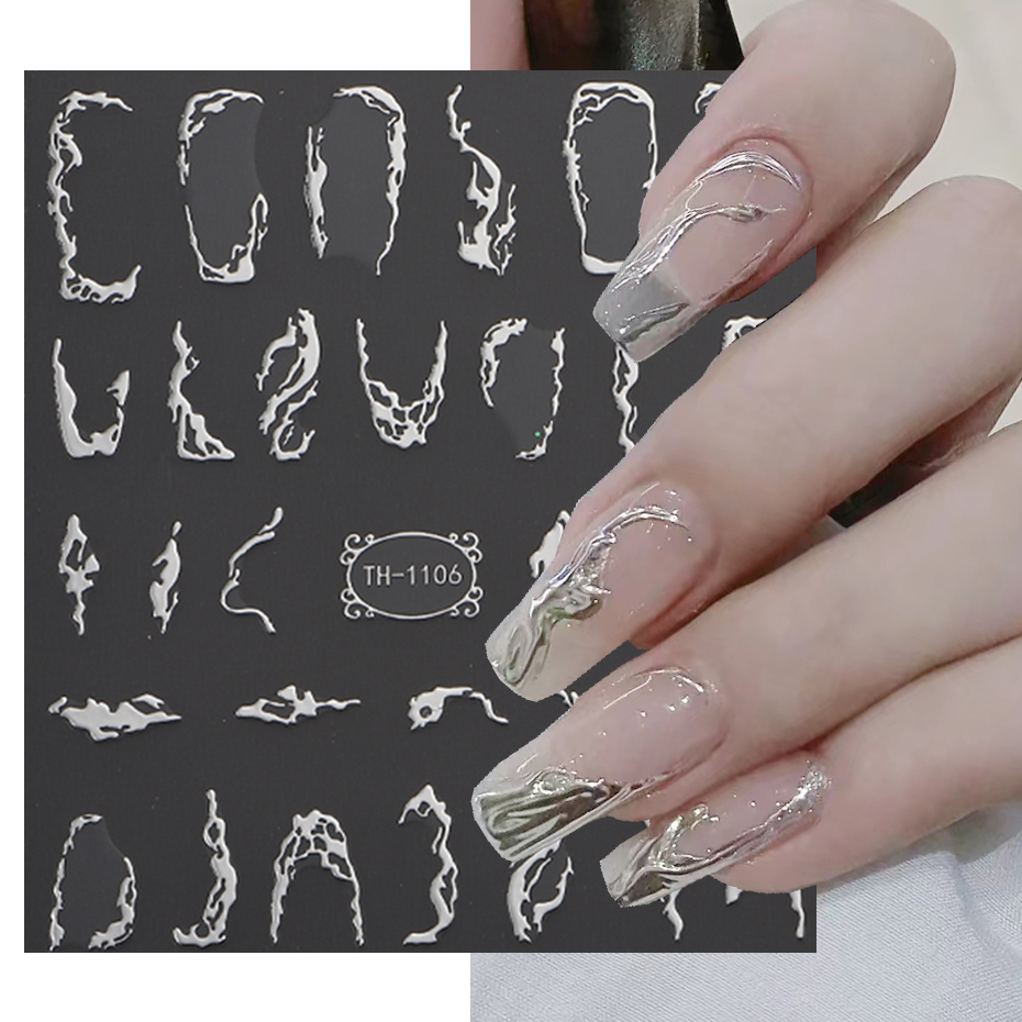 3D Metalic Line Nail Stickers  - Nail Art Full Design ulasan dan harga