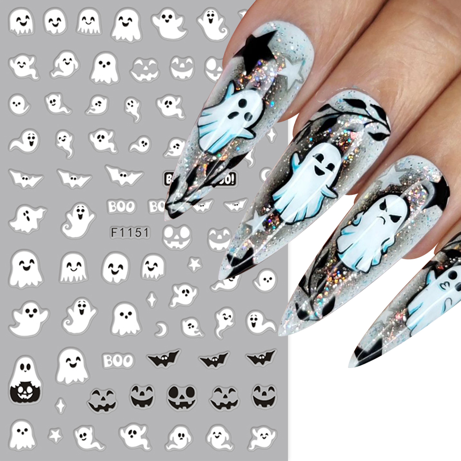 2pcs Luminous Halloween Spooky - Nail Art Full Design ulasan dan harga
