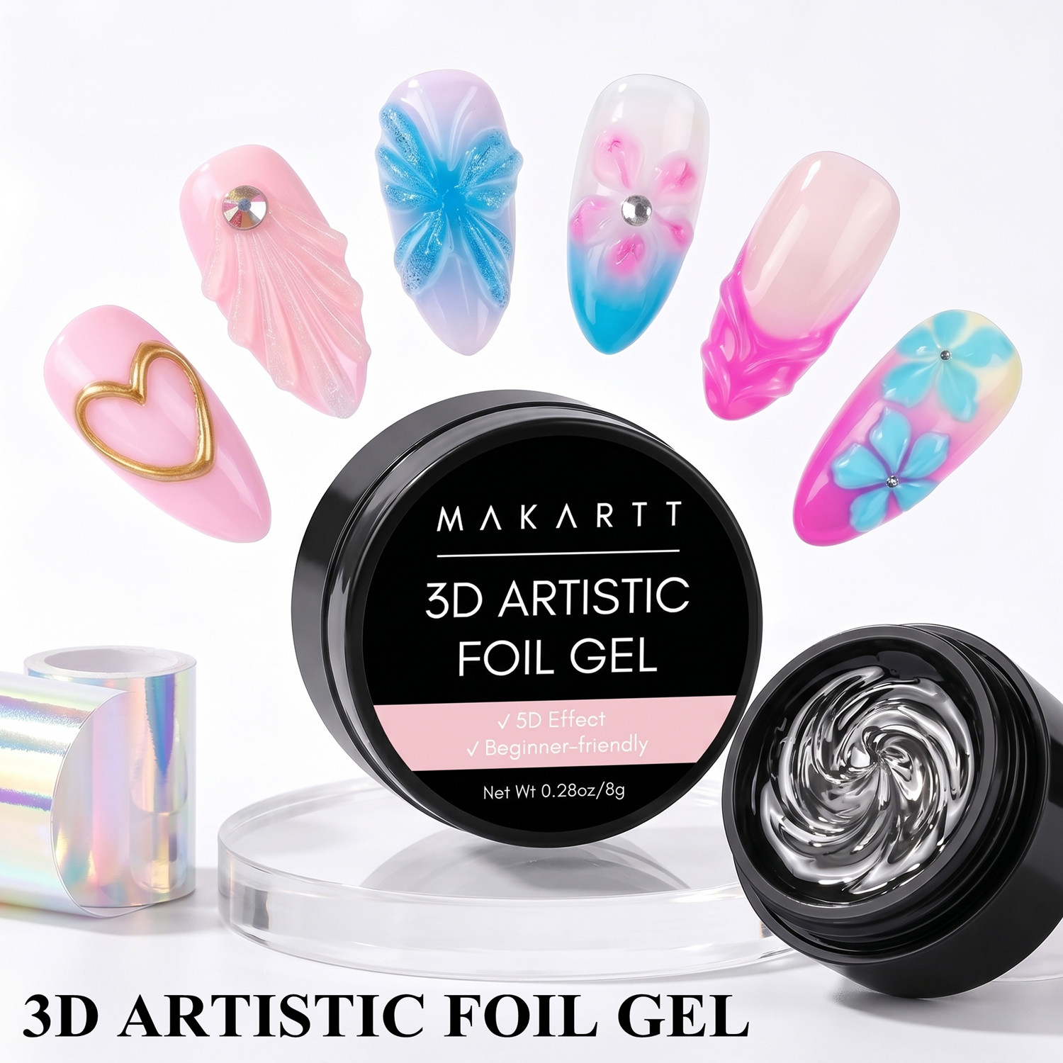 Makartt 3D Nail Gel 8ml Nail F - Nail Art Chrome ulasan dan harga
