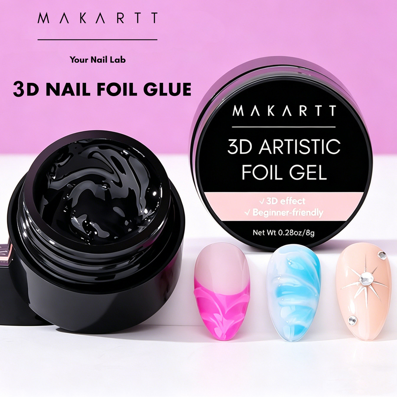 Makartt 3D Nail Gel 8ml Nail F - Nail Art Chrome ulasan dan harga