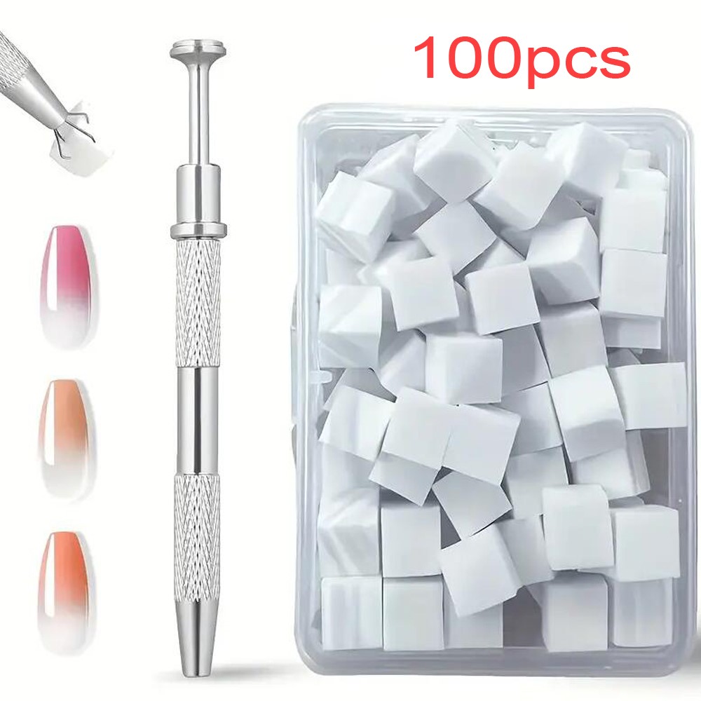 50/100Pcs White Mini Nail Spon - Nail Art Chrome ulasan dan harga