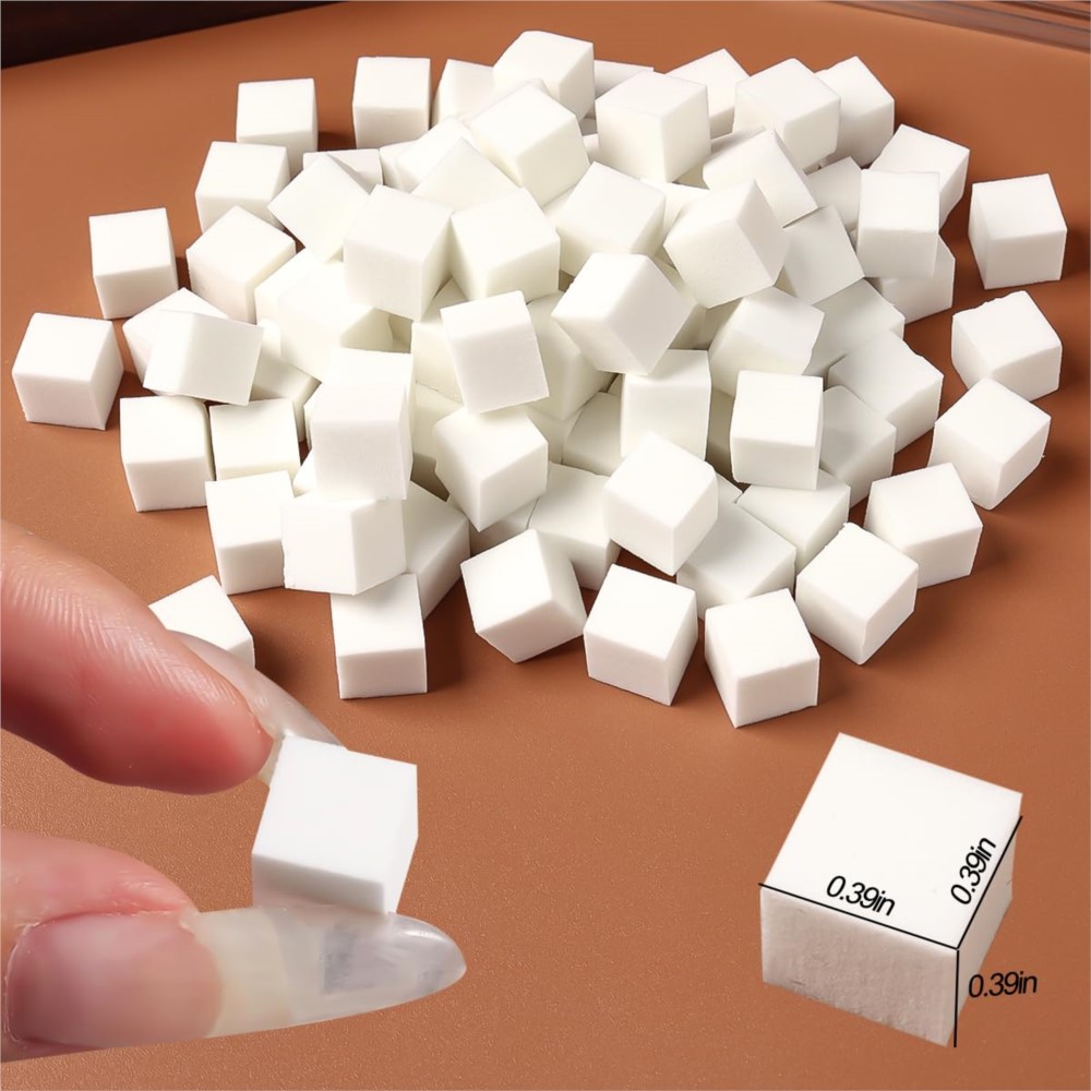 50/100Pcs White Mini Nail Spon - Nail Art Chrome ulasan dan harga