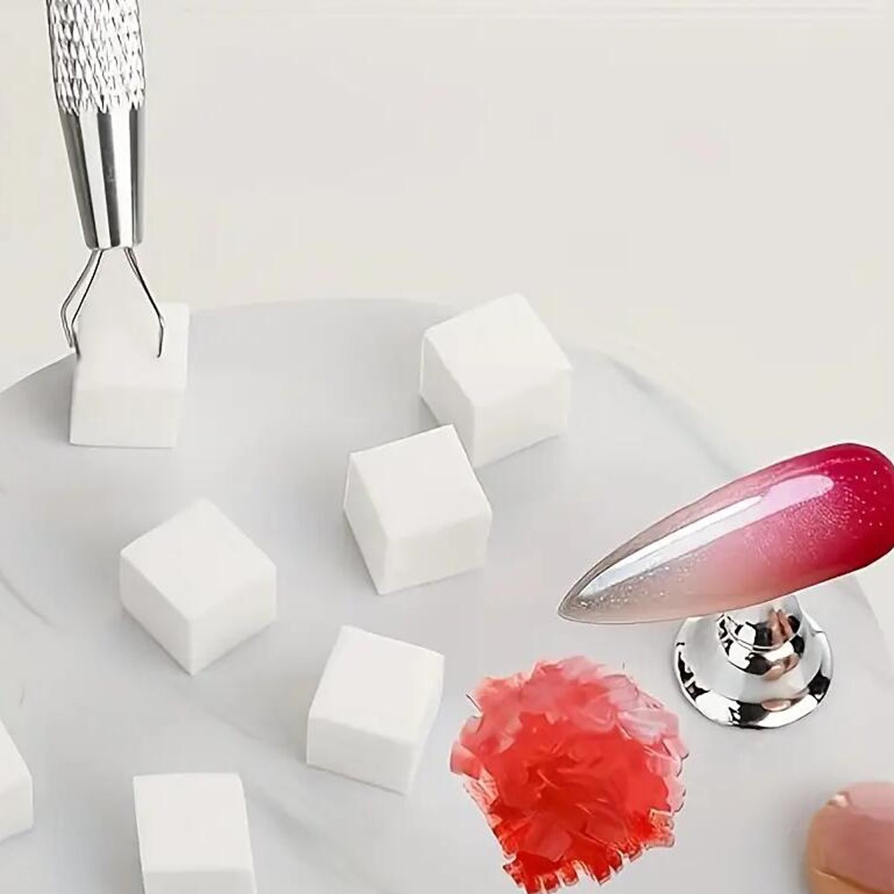 50/100Pcs White Mini Nail Spon - Nail Art Chrome ulasan dan harga