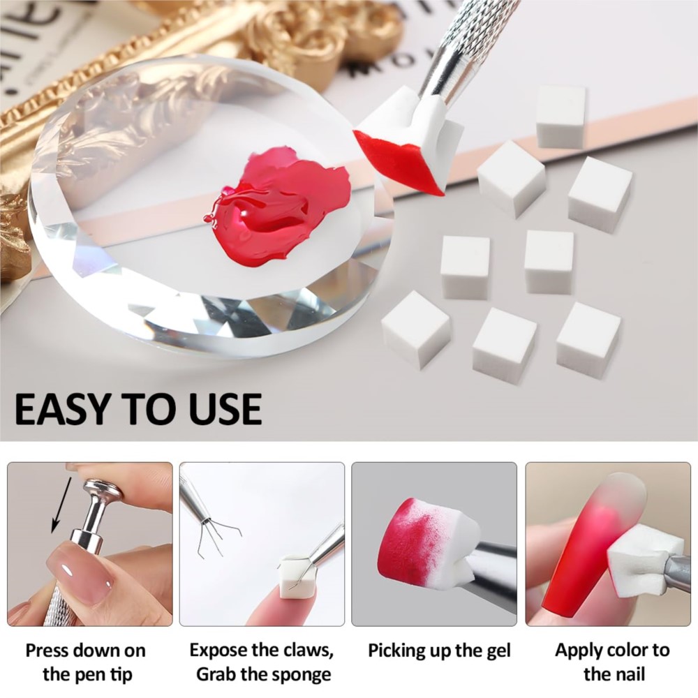 50/100Pcs White Mini Nail Spon - Nail Art Chrome ulasan dan harga