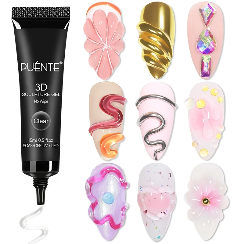 15ML Clear 3D No Wipe Sculptur - Nail Art Chrome ulasan dan harga