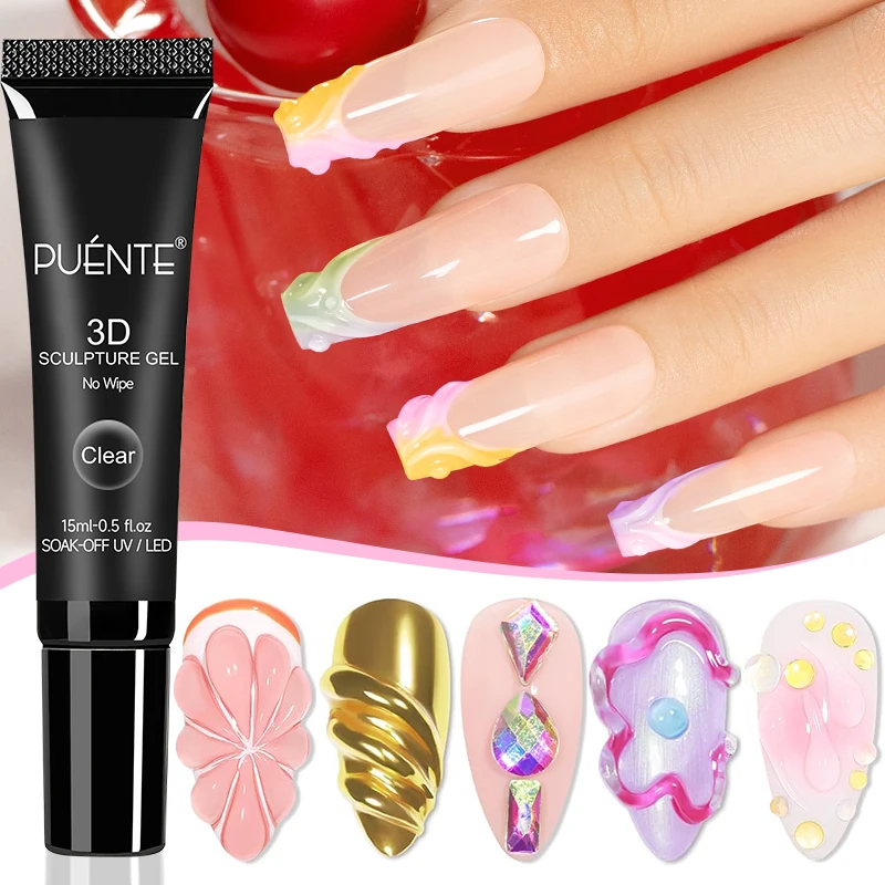 15ML Clear 3D No Wipe Sculptur - Nail Art Chrome ulasan dan harga