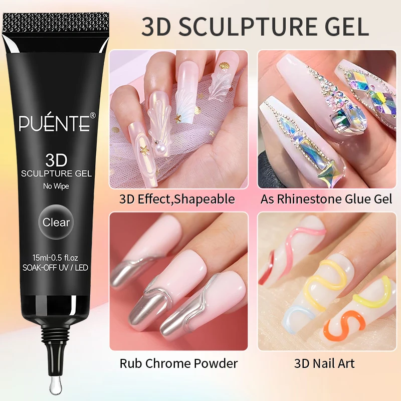 15ML Clear 3D No Wipe Sculptur - Nail Art Chrome ulasan dan harga