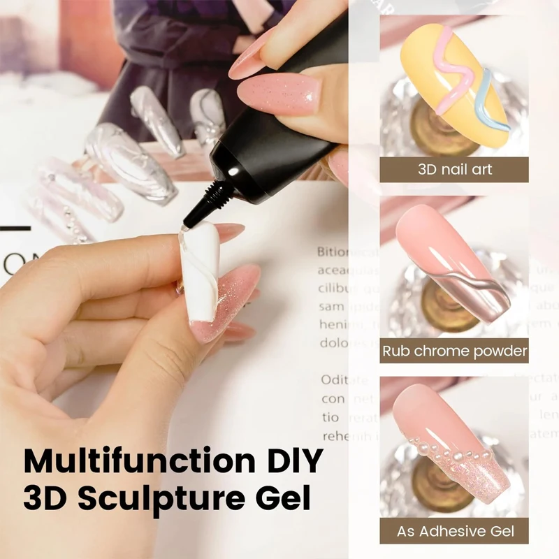 15ML Clear 3D No Wipe Sculptur - Nail Art Chrome ulasan dan harga