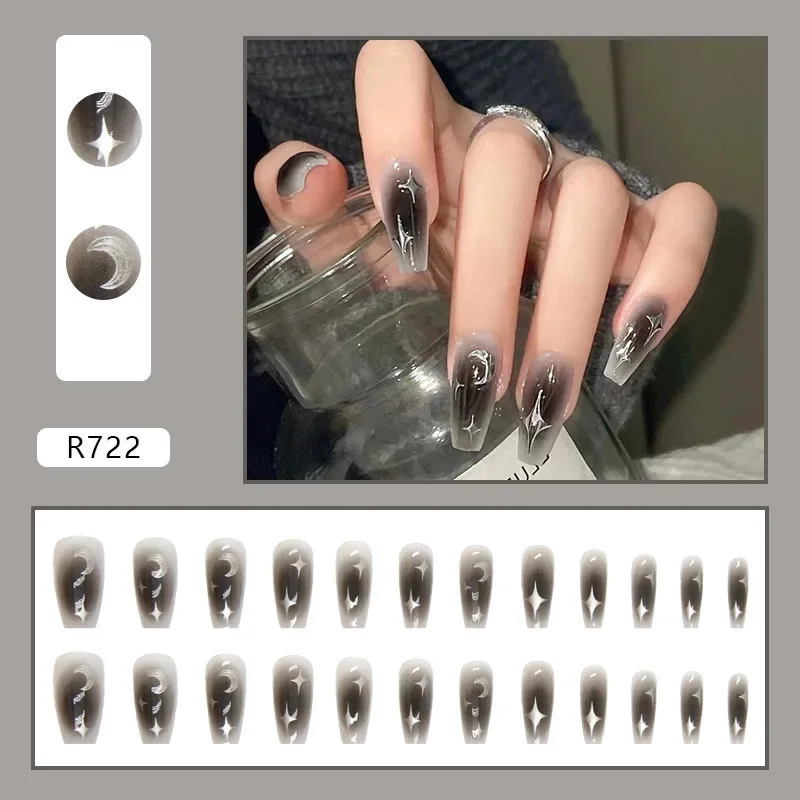 24Pcs/Set Dark Spice Wearable  - Nail Art Full Design ulasan dan harga