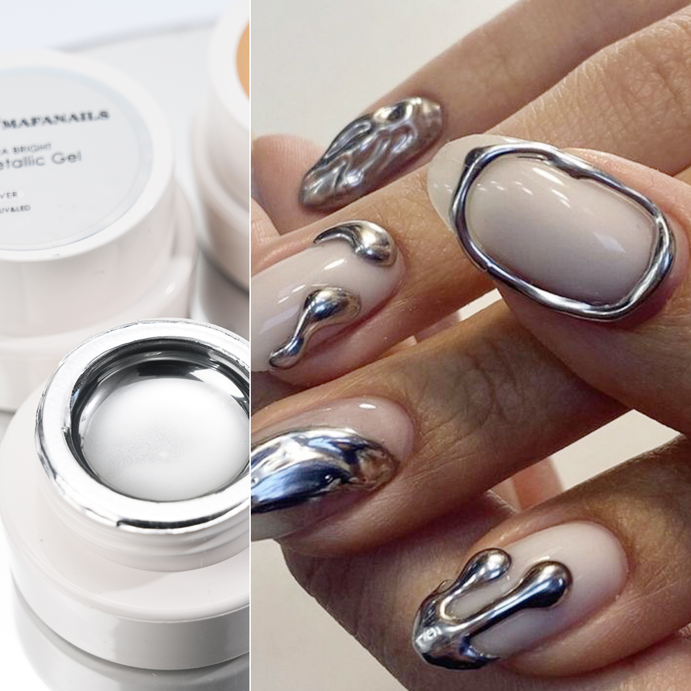 5ml Silver Gold Metallic Gel N - Nail Art Chrome ulasan dan harga