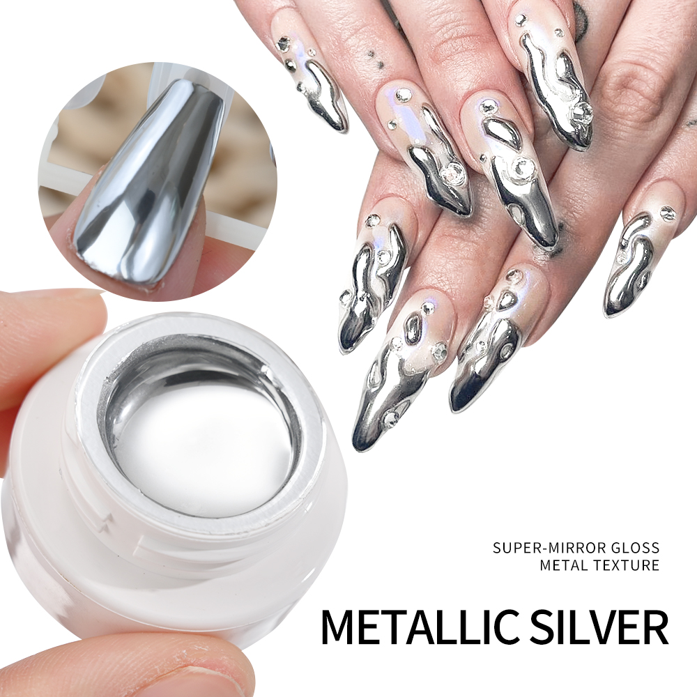 5ml Silver Gold Metallic Gel N - Nail Art Chrome ulasan dan harga