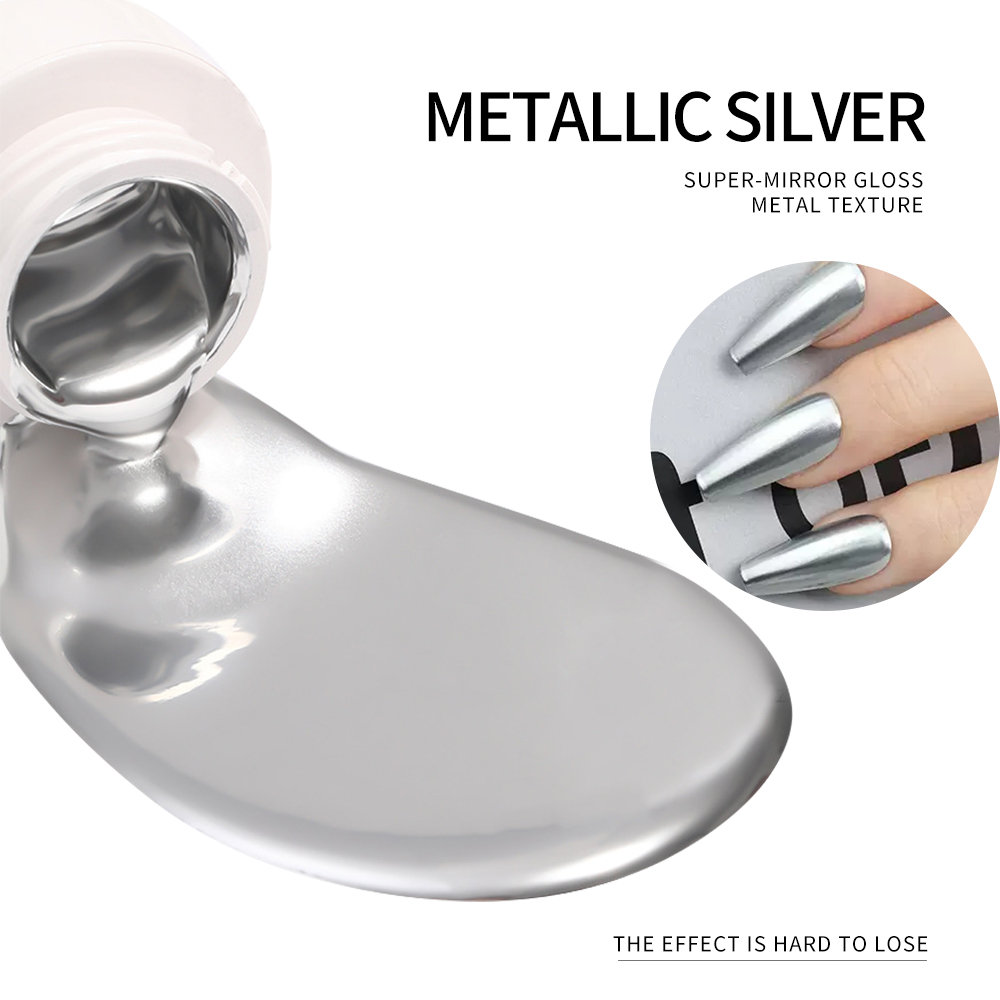 5ml Silver Gold Metallic Gel N - Nail Art Chrome ulasan dan harga