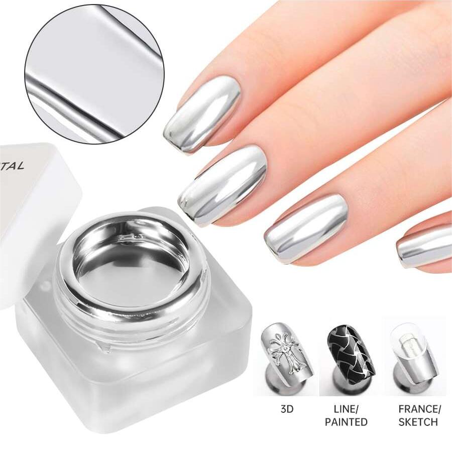 Mirror Metal Gel Nail Polish w - Nail Art Chrome ulasan dan harga
