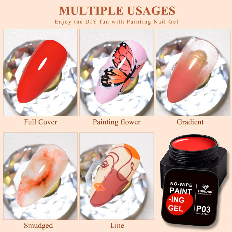 CHUNSHU 5ml No Wipe 4in1 Semi- - Nail Art Full Design ulasan dan harga